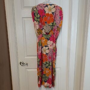 Vici Floral Print Maxi Dress in Pink, Orange & Green